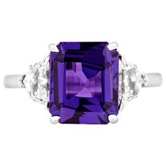 4.10 Carat Purple Sapphire Diamond Platinum Ring 4