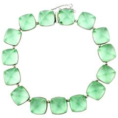 Baccarat Large Medicis Jade Crystal Sterling Necklace 8