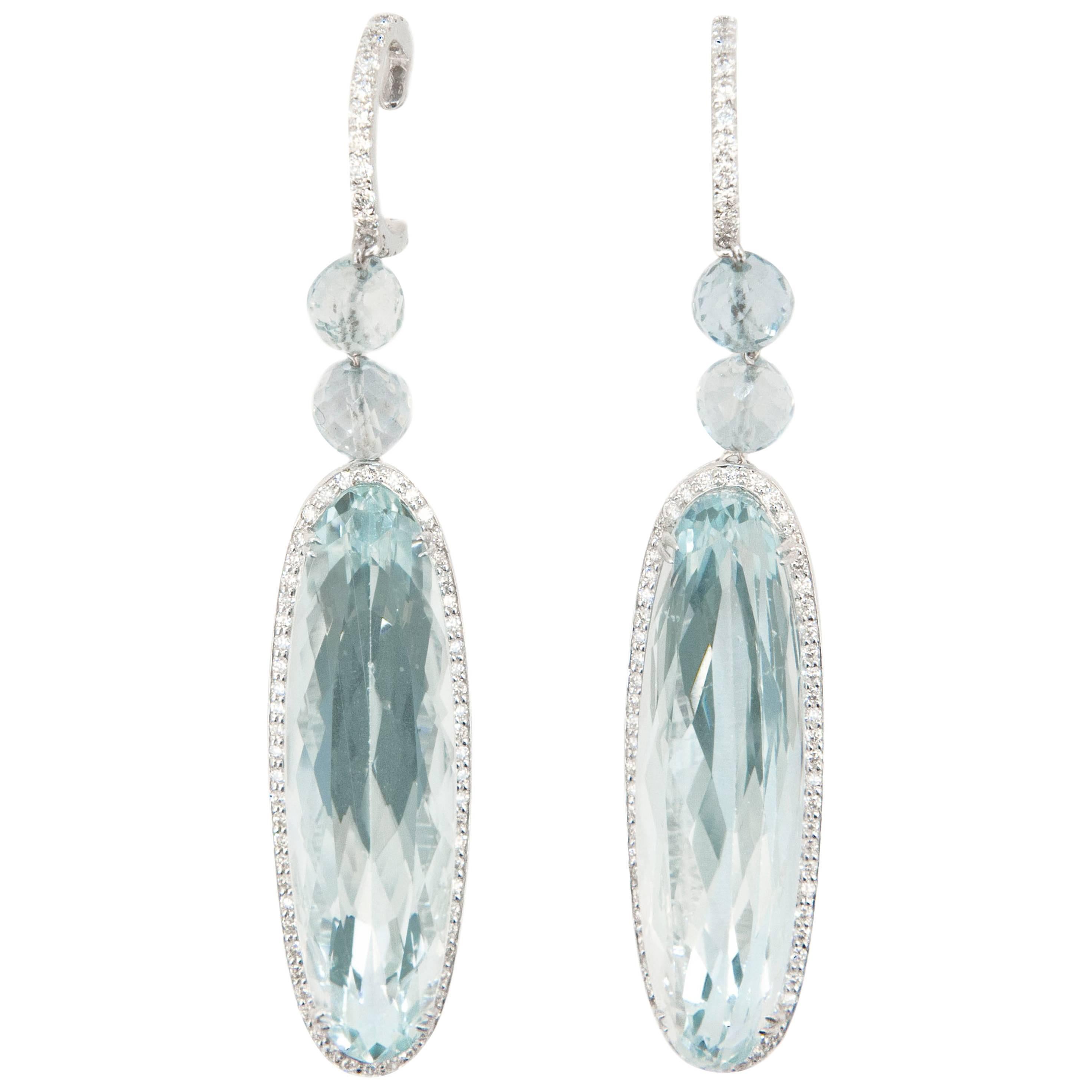 Laura Munder Aquamarine Diamond White Gold Earrings