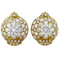 Cartier 7.0 ct. Diamond 18K Yellow Gold Earrings, circa 1970s