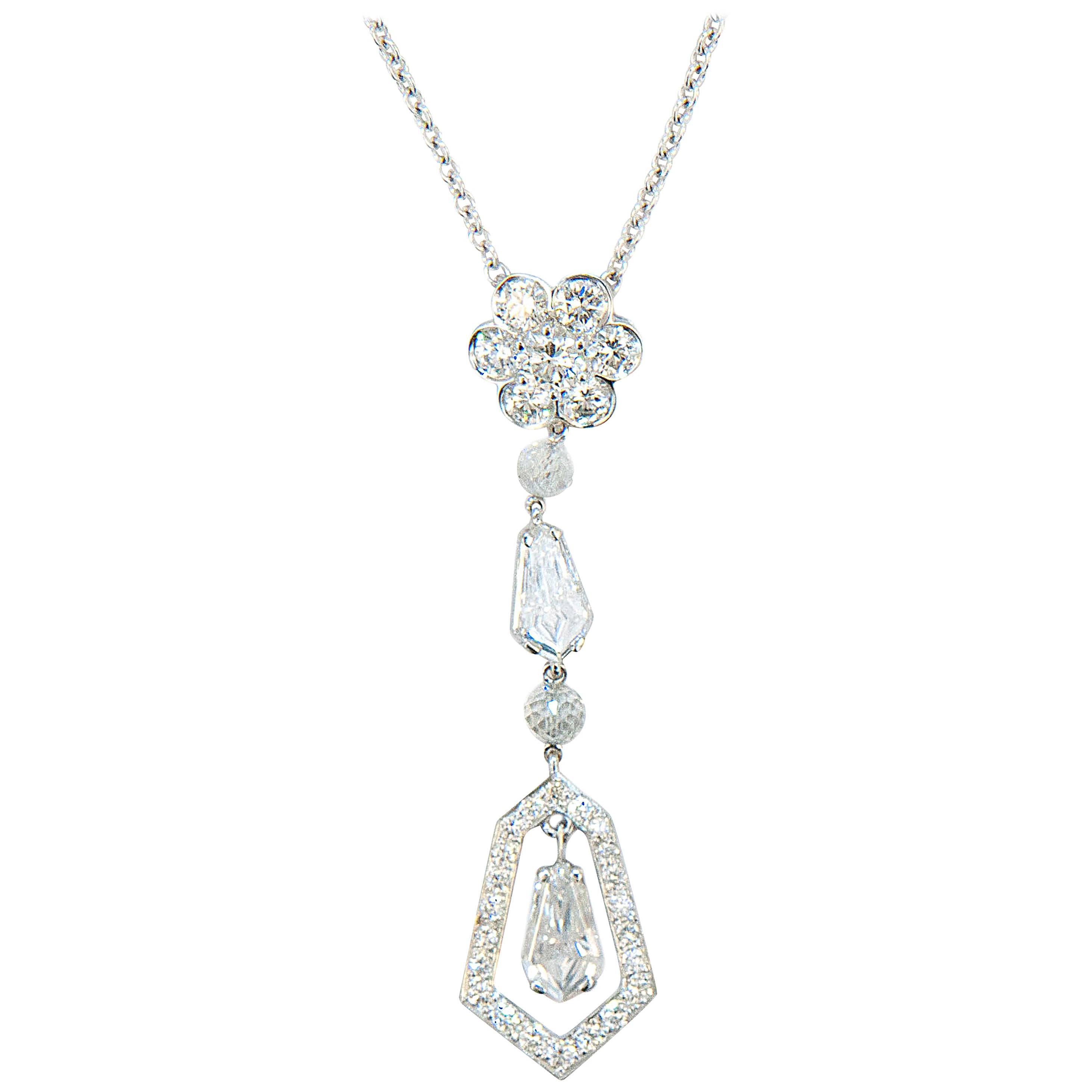 Laura Munder Diamond Drop White Gold Pendant For Sale