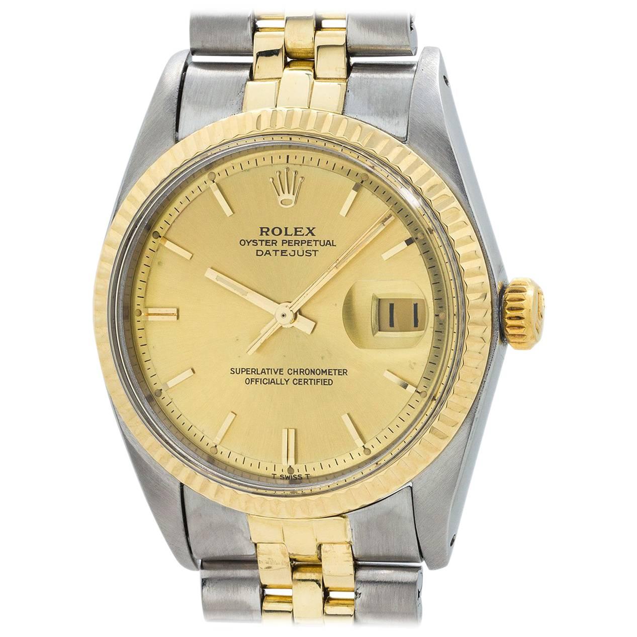 Rolex Yellow Gold Stainless Steel Datejust Self Winding Wristwatch, circa 1964
