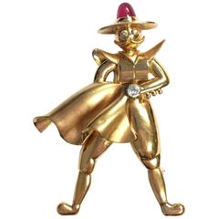 Diamond Rose Gold Matador Bullfighter Brooch 11