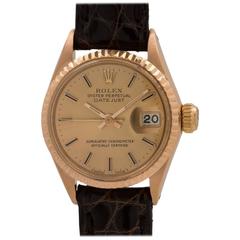 Retro Rolex Ladies Rose Gold Datejust Self Winding Wristwatch Ref 6917, circa 1987
