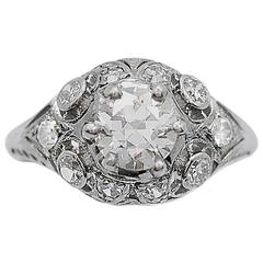 Art Deco .78 Carat Diamond Platinum Engagement Ring