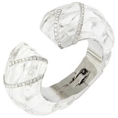 David Webb Rock Crystal Diamond Bangle Bracelet 7