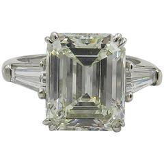 4.00 Carat GIA Cert Emerald Cut Diamond Platinum Engagement Ring 2