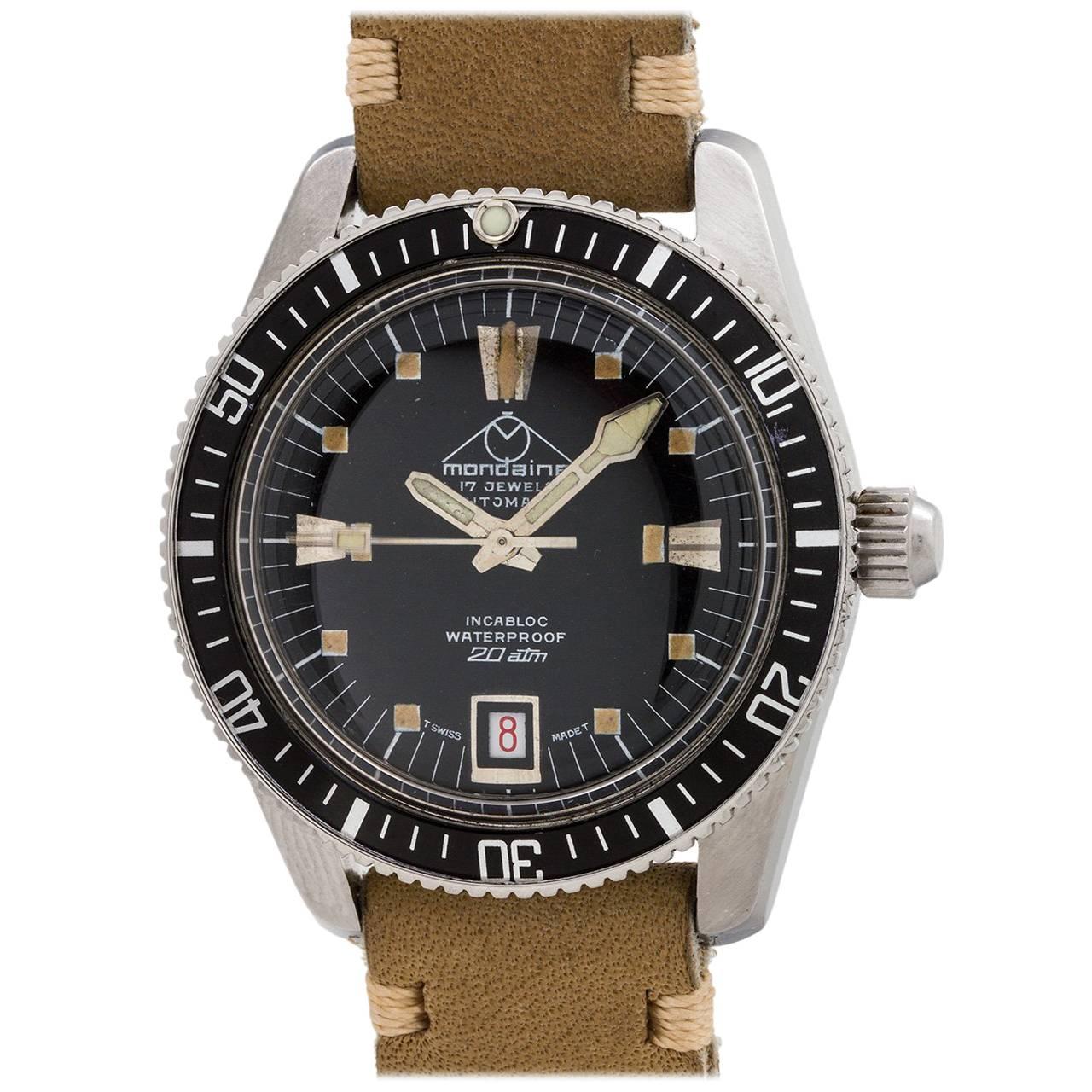 Mondaine Swiss Diver’s Automatic Wristwatch, circa 1960s For Sale