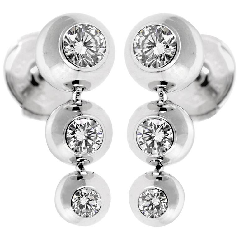 Cartier Diamond White Gold Drop Earrings At 1stdibs Cartier Diamond White Gold Drop Earrings For