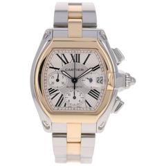 Cartier Yellow Gold Stainless Steel Roadster Extra Large Chronograph Wristwatch