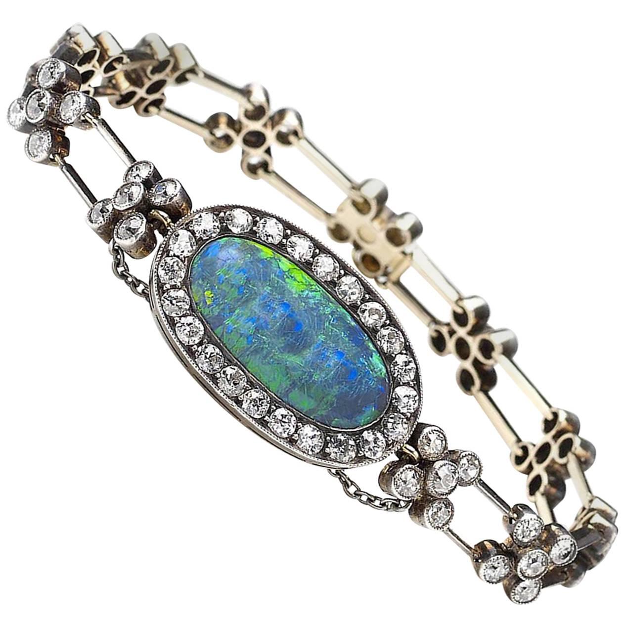 Antique Opal and Diamond Bracelet