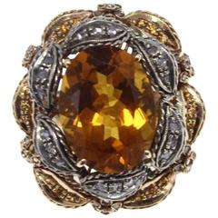 Luise Topaz Diamond Silver Gold Cocktail Ring 10