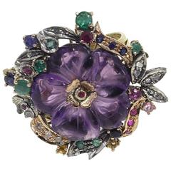 Luise Sapphire Ruby Emerald Amethyst Diamond Silver Gold Cocktail Ring 7
