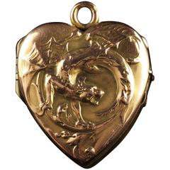 Antique Victorian Gold Dragon Locket, circa 1900