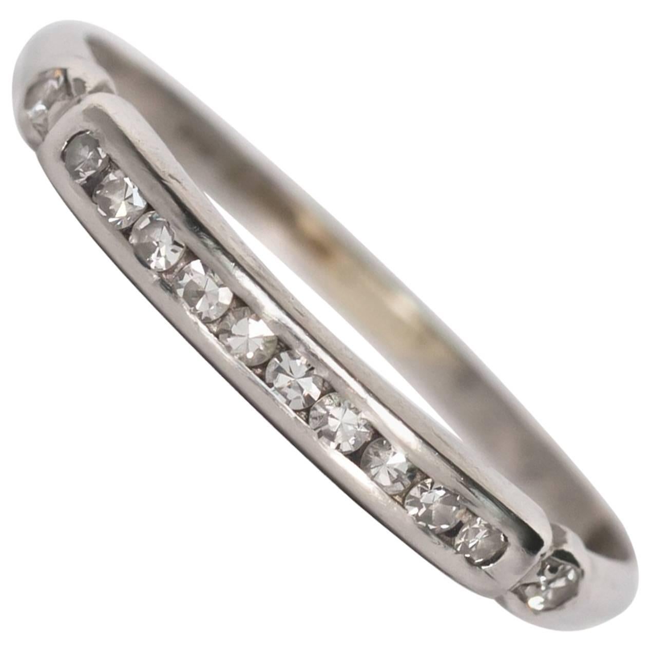 1930s Art Deco Single Cut Diamond Platinum Wedding Band Ring