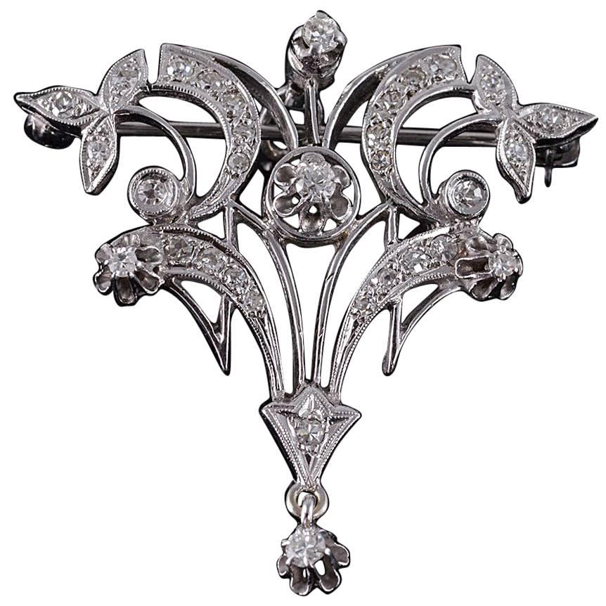 Victorian Diamond Gold Dangle Pendant Pin For Sale