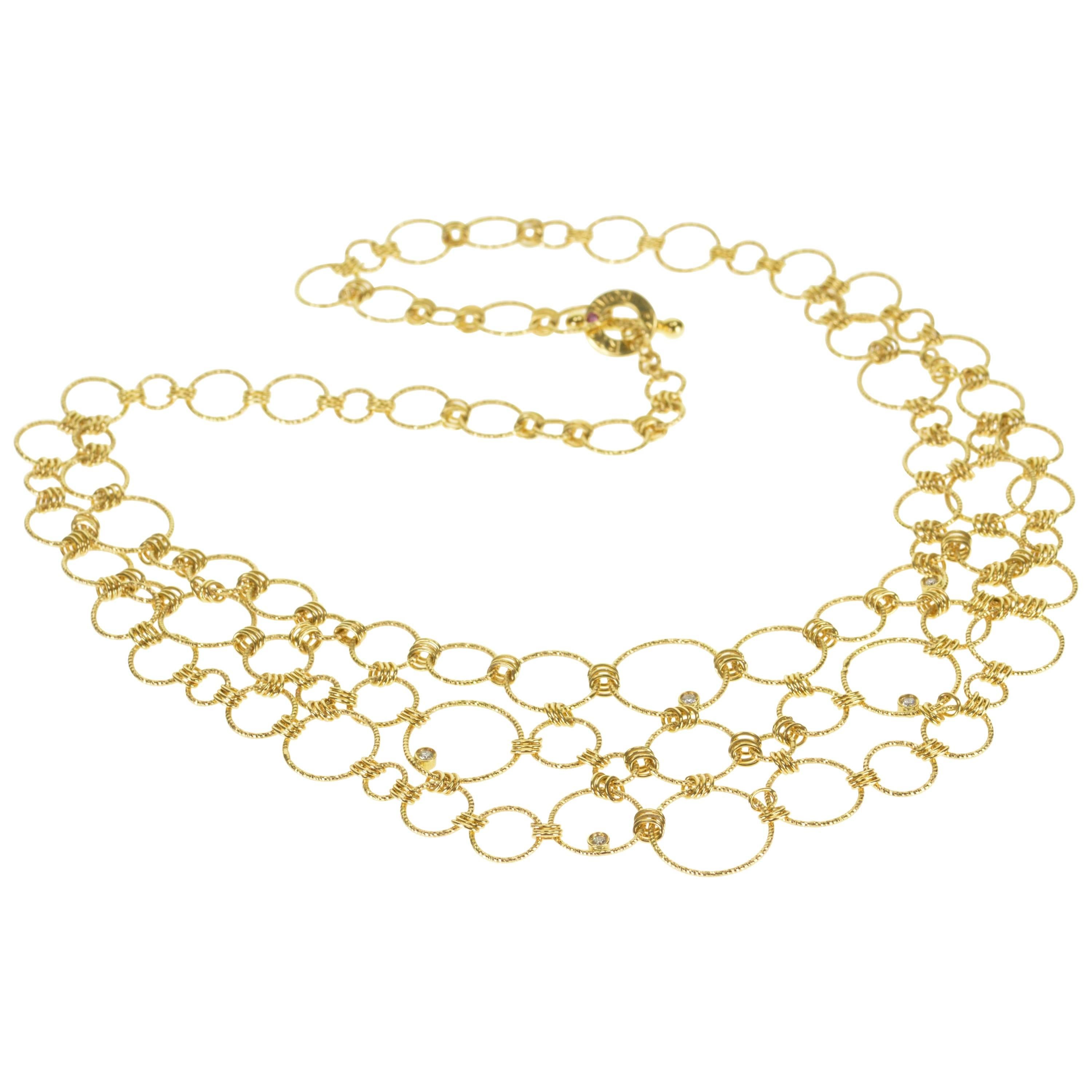 Roberto Coin Stunning Diamond Gold Circle Link Statement Necklace