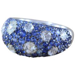 Rose Cut Diamond Sapphire Gold Cluster Ring 3
