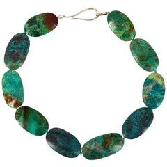 Decadent Jewels Natural Large Chrysocolla Silver Necklace