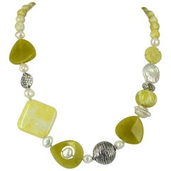 Jade Pearl Silver Necklace