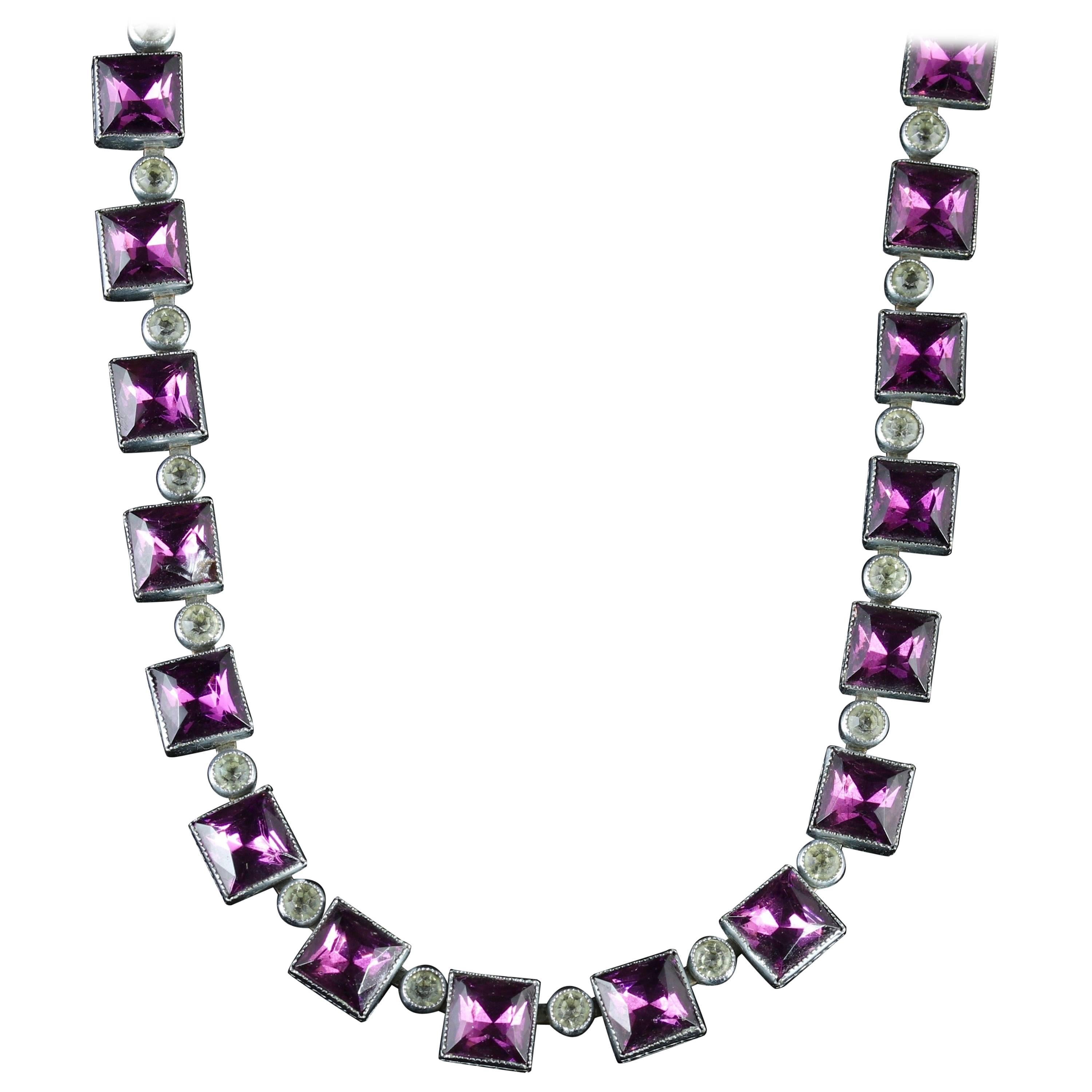 Victorian Purple Paste Collar, circa 1900 Necklace For Sale