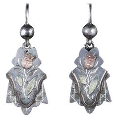 Antique Silver Victorian Silver Gold Earrings