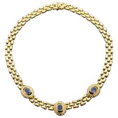 Blue Sapphire and Diamond Gold Necklace 8