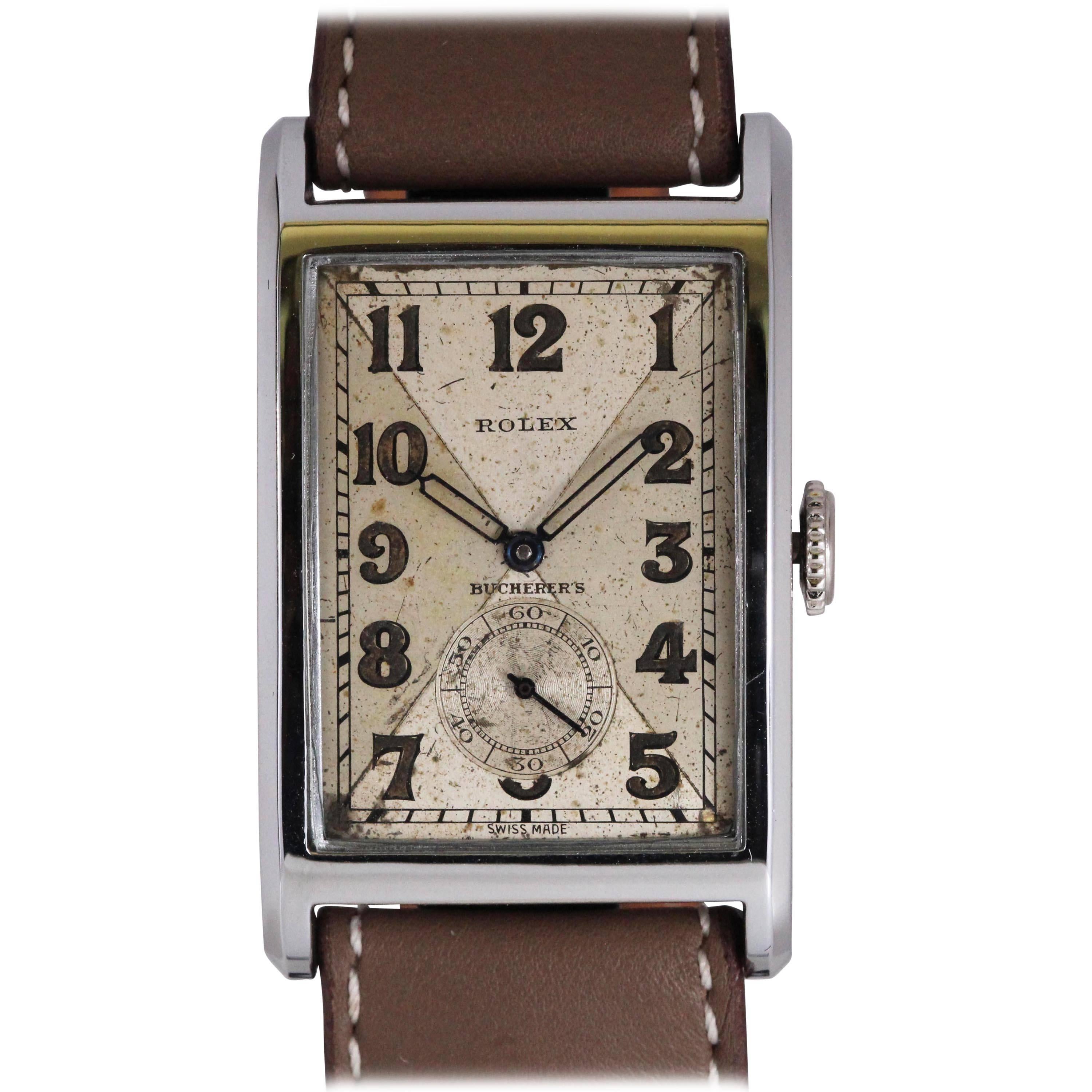 Rolex Bucherer's Stainless Steel Tank Wristwatch