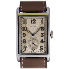 Vintage Rolex Bucherer's Stainless Steel Tank Wristwatch