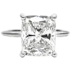 GIA Certified 4.01 Carat Cushion Cut Diamond Solitaire Engagement Ring 4