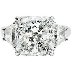 GIA Report 4.10 Carat Total Radiant Cut Diamond Platinum Ring