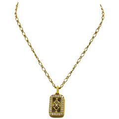 Monica Kosann Diamond Yellow Gold Image Holder Pendant 5