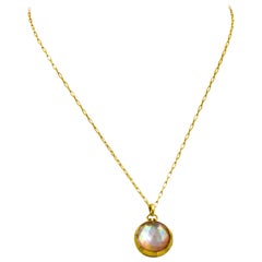 Monica Kosann Rock Crystal Mother-of-Pearl 18 KT Yellow Gold Locket