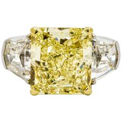 8.01 Carat Natural Fancy Yellow Diamond Platinum Ring 7
