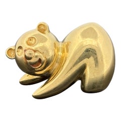 Vinatge Teddy Bear Pin 18k Yellow Gold, Italy, Mara Buzio