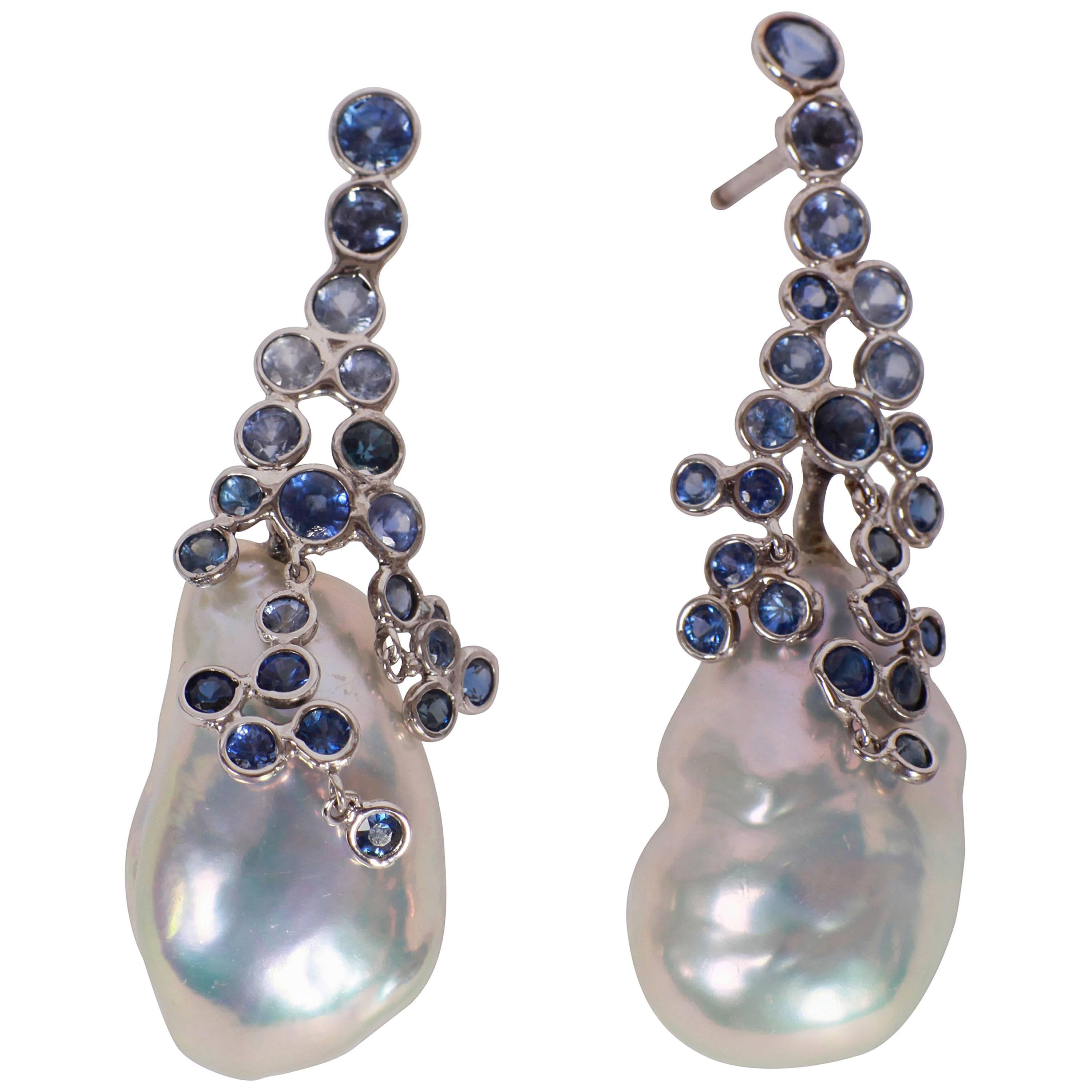 Marion Jeantet Drops of Sapphire Dew Surrounding Pear Earrings