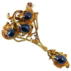 Antique Victorian Gold and Garnet Brooch, 19th Century, 15 Carat