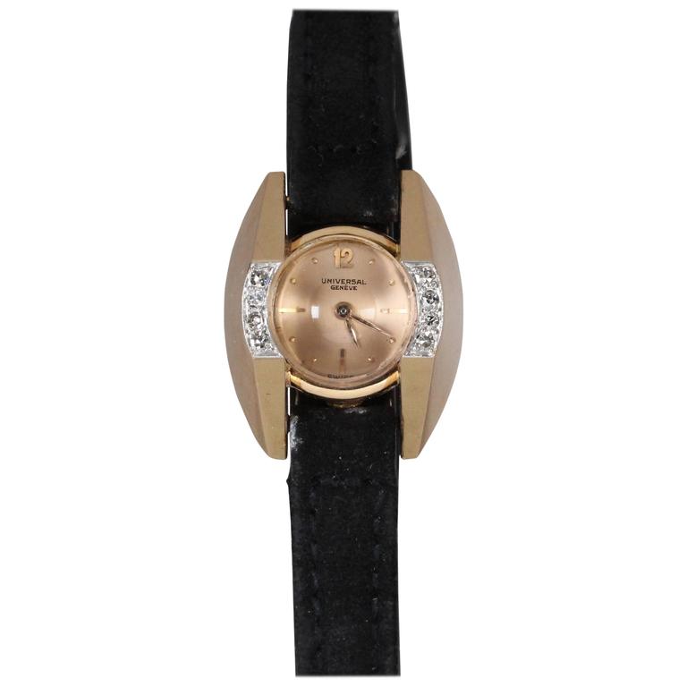 Universal Geneve Ladies Yellow Gold Diamond Wristwatch at 1stDibs