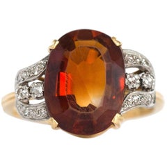 Vintage 1950s H.Stern 4 Carat Citrine Diamond Yellow Gold Ring