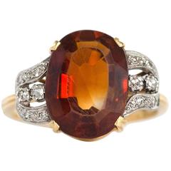 1950s H.Stern 4 Carat Citrine Diamond Yellow Gold Ring 7