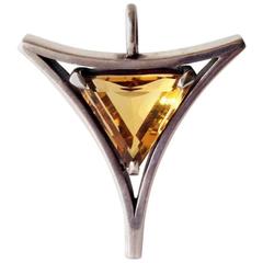 Jack Nutting Pendentif moderniste californien en argent sterling et quartz avec topaze