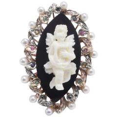 Luise Carved Stone Cherub Ring 2