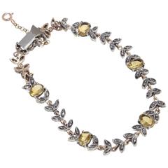 Luise Topaz Diamond Silver Rose Gold Link Bracelet 10