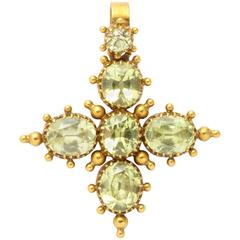 Late Georgian Chrysolite Gold Maltese Cross 10