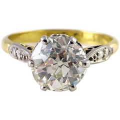 Antique Engagement Ring, Old European Cut Diamond Solitaire, 1.70 Carat 7