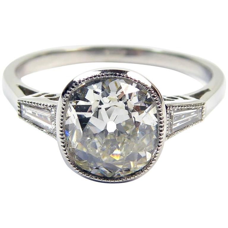 Antique Diamonds in Art Deco Engagement Ring Style Setting, 1.60 Carat