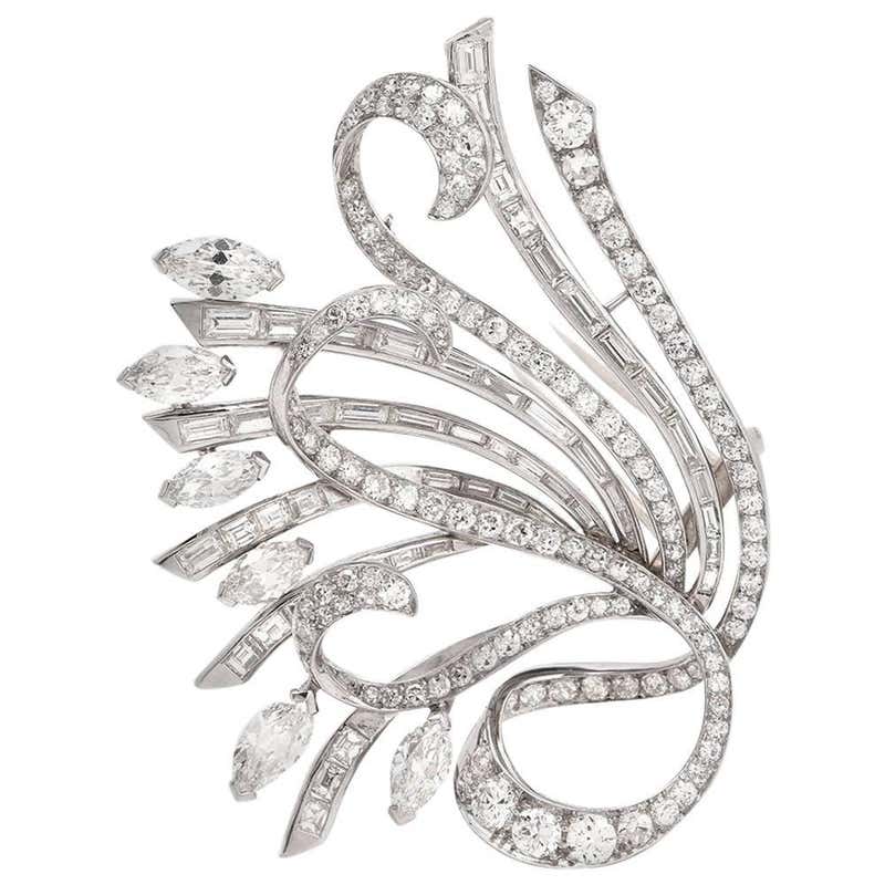 Platinum 5.15 Carat Diamond Knot Brooch For Sale at 1stDibs | wide ...