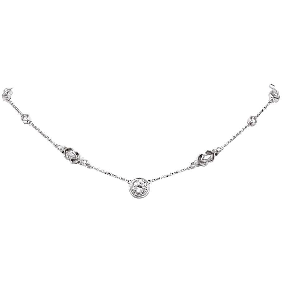 Sparkling 3.20 Carat Diamonds by the Yard Gold Necklace