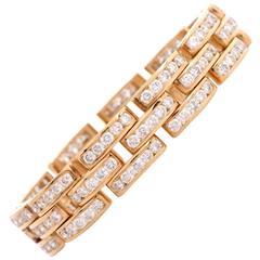 Diamond Tank Track Gold Link Bracelet 11