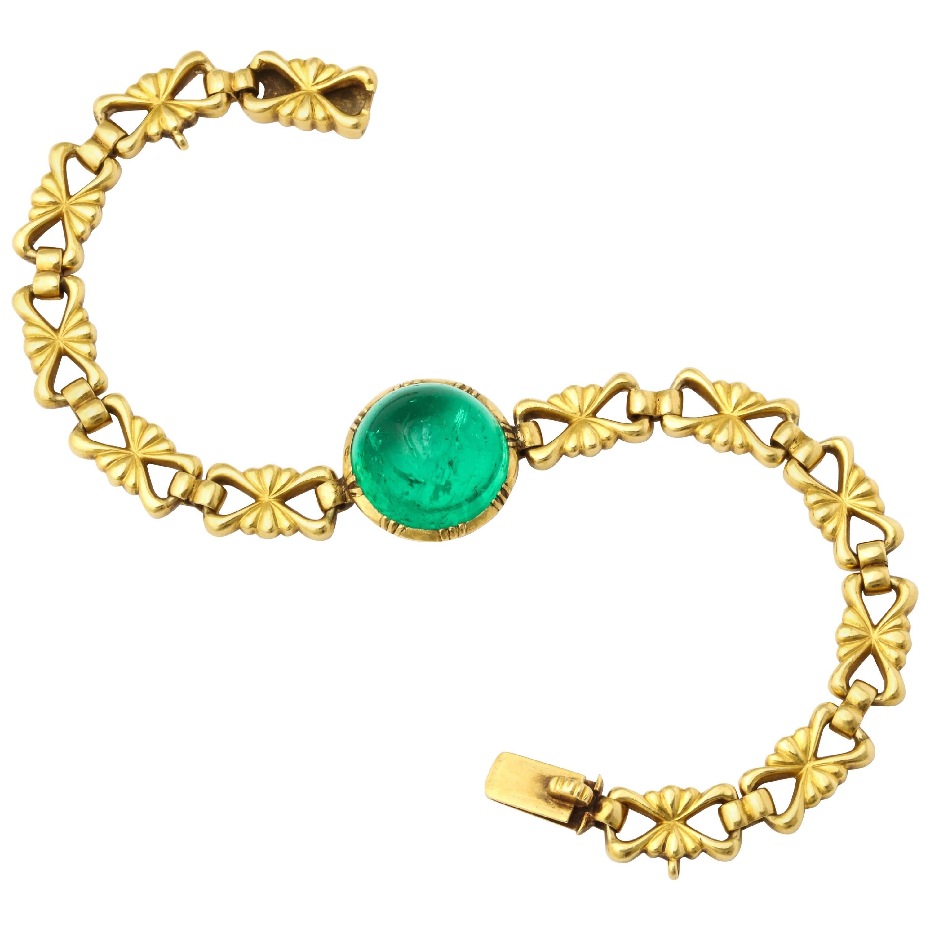 Carlo Giuliano Cabochon Emerald Gold Bracelet